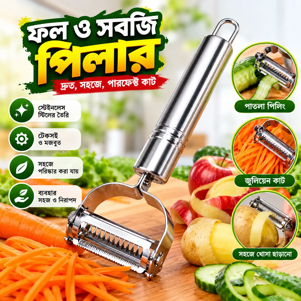Premium Multi-Functional Stainless Steel Vegetable Peeler